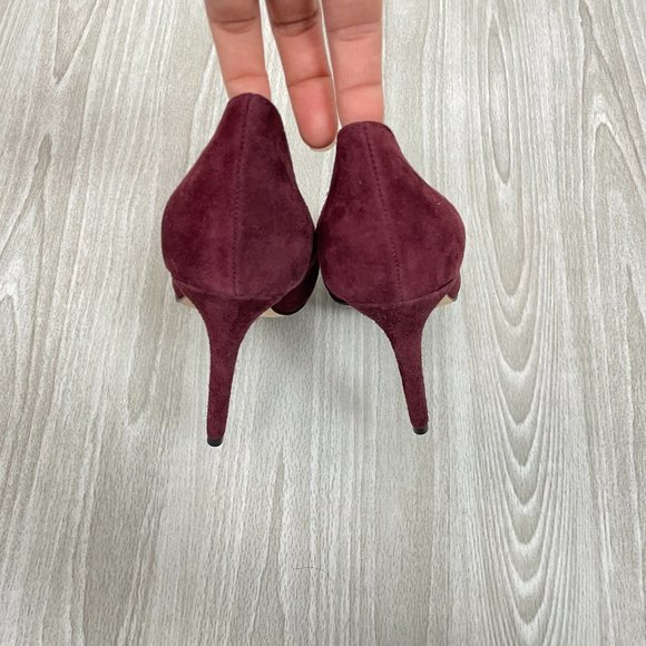 Aldo Suede Pointed Toe Pumps Heels Burgundy 8.5/ EU 39 - Picture 3 of 7